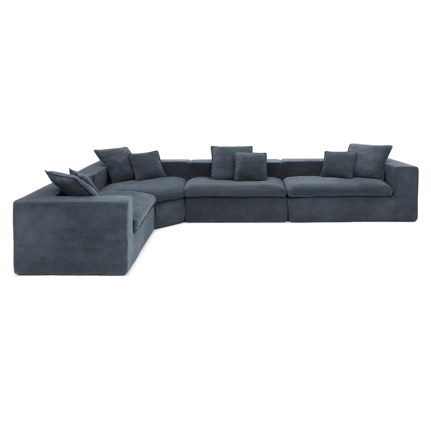 Demi Bonn 149" Cloud Sectional Sofa with L-Shape Chaise, Modern Deep Seat Modular Couch, Velvet Upholstered for Living Room or Bedroom, No Assembly Needed, Gray
