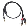 thumbnail image 2 of yotijay Finest Black 3.5mm to 2 RCA Audio AUX Cable Cord for Mobile Phone Laptop MP3,, 2 of 9
