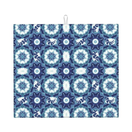 

Honeii Vintage Blue for Dish Drying Mat for Kitchen Counter Non-slip Rubber Backed Hide Stain Kitchen Super Absorbent Draining Mat Dish Rack Pad