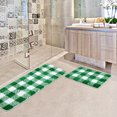 thumbnail image 5 of Unique Bargains Soft 2Pcs Microfiber Plaid Bath Rugs Green & White 17"x24"&17"x47", 5 of 8