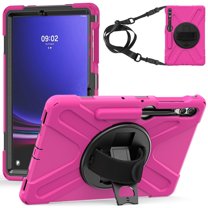 XYX Case for Samsung Galaxy Tab S9 12.4 inch SM-X810/SM-X816B with 360 Degree Rotating, Hand Strap, Shoulder Strap, Rose