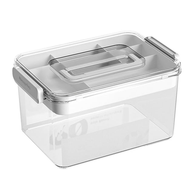 WRKEKC Boîte de Rangement pour Médicaments Transparente à 2 Niveaux – Design à Verrouillage à Ressort Sécurisé pour l'Organisation des Médicaments Domestiques