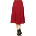 thumbnail image 3 of Women's Solid Print Casual Comfy Elastic A-line Knee Midi Skirt, 3 of 3