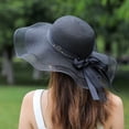 thumbnail image 3 of Womens Sun Straw Hat, Big Brim Hat Bowknot Summer Hat Foldable Roll up Floppy Sunhat Beach for Women, 3 of 4