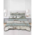 thumbnail image 2 of Quilts Twin Size Bedding Set, Sage Green Blue Lightweight Quilted Comforter, Vintage Shabby Farmhouse Wooden Soft Reversible Bedspread Coverlet with Pillow Covers for All Season, 68" x 86", 2 of 7