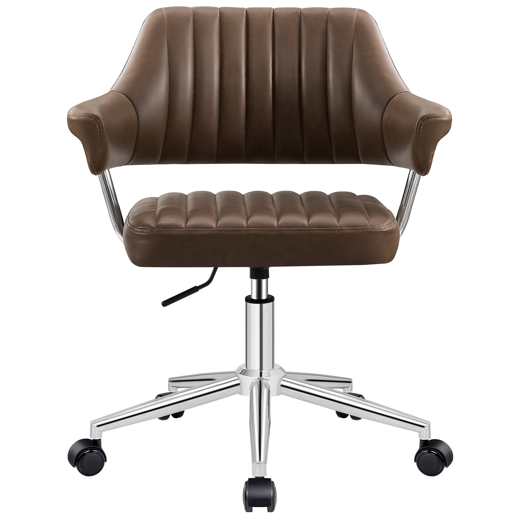 COOLHUT Modern Swivel Office Desk Chair, Velvet Leather Chair with Back and Wheels, Height Adjustable Comfy Home Office Chair, Simple Assembly For Living Room, Bed Room, Rust Red