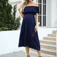 thumbnail image 2 of Maternity Dress Women's Off Shoulder Split A Line Casual Maxi Dress, 2 of 5