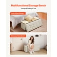 thumbnail image 3 of Banco otomano plegable VEVOR para almacenamiento, banco para el pie de la cama con bolsas laterales, baúl de almacenamiento tapizado plegable que soporta 300 kg, otomano de lino, color beige., 3 of 9