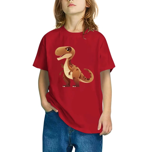 RXIRUCGD T-shirt en Coton pour Enfants Garçons Filles Mode Mignon Col Rond Imprimé Tee Manches Courtes (Rouge, Taille : 3 Ans)