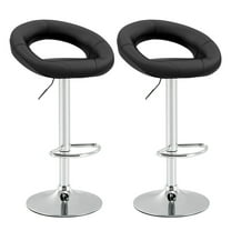 Costway Swivel Bar Stool Set of 2 Modern PU Leather Pub Stools with Hollow Back & Footrest