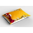 thumbnail image 2 of Ambesonne Cherry Blossom Pillow Sham 2 Pack, Geisha Lady, 36"x20", Earth Yellow Maroon, 2 of 3