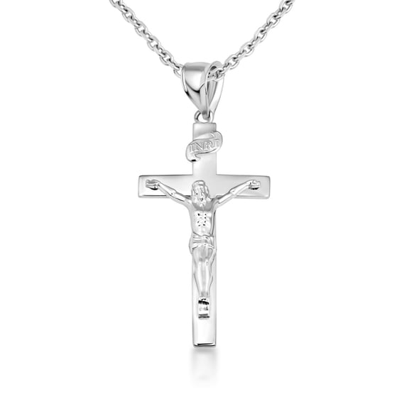 Silver Crucifix Pendant Jesus Cross Necklace (Large) (Pendant Only)