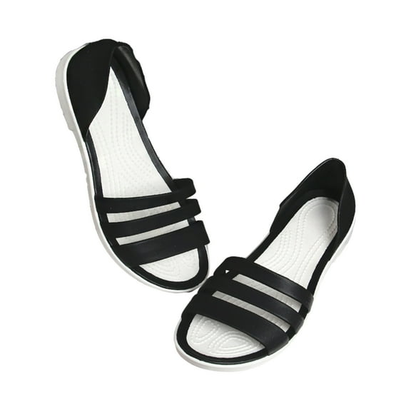 KIJBLAE Women's Summer Jelly Sandals Female Beach Shoes Open Toe Flats Non-Slip Soft Bottom Sandals Ladies Garden Clogs Jelly Shoes Black 41