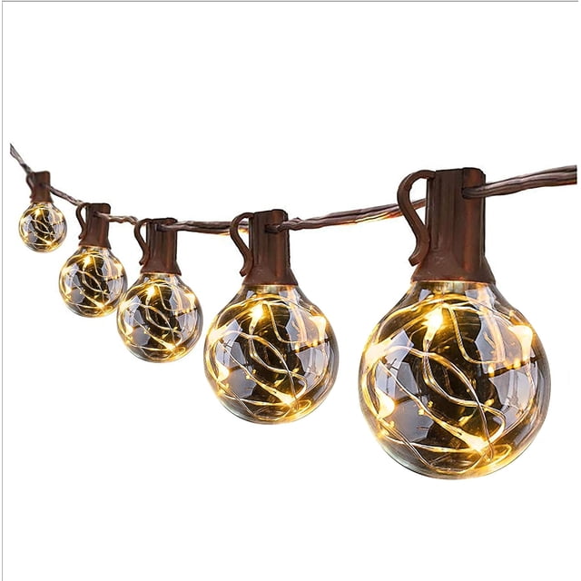 Cadena de luces para exteriores de estilo vintage, decoración de patio trasero con energía solar con 25 bombillas LED irrompibles, impermeables (IP44) y regulables para áreas de jardín, cafetería y