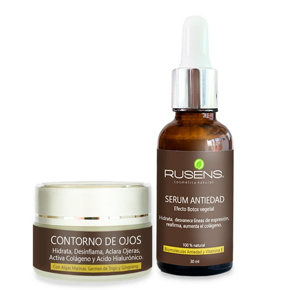 Duo Antiedad RUSENS Ayuda a Producir Colágeno y Elastina (Rostro y Ojos) Disminuye Ojeras y Bolsas