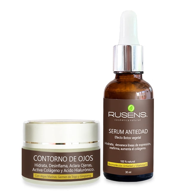 Duo Antiedad RUSENS Ayuda a Producir Colágeno y Elastina (Rostro y Ojos) Disminuye Ojeras y Bolsas