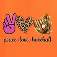 thumbnail image 2 of Peace Love Baseball Sports Womens Graphic T-Shirt, Orange, Small, 2 of 5