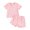 Pink, variant on Toddler Baby Girls Summer Outfit Short Sleeve Lettuce Trim Floral T-shirt and Shorts Set Infant Casual Clothes