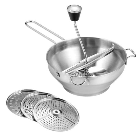 

Stainless Steel Food Mill | Hand Crank Food Grinder | Ergonomic Food Mill with 3 Grinding Milling Discs for Mashing Straining Vegetables