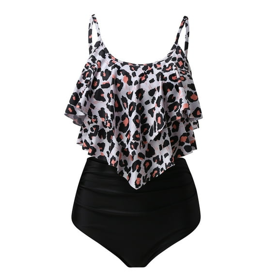 VBVC Swimsuits for Women Two Piece Bathing Suits Ruffled Flounce Top High Waisted Bikini Set