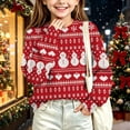 thumbnail image 3 of Wilark Girls Christmas Sweater Size 11-12 Years, Cute Long Sleeve Crew Neck Pullover Kids Festival Tops Red, 3 of 8