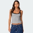 thumbnail image 2 of LYMAYTER‌ Women's ‌Lace Crop Tank Top‌ Color Block Y2K Scoop Neck Spaghetti Strap Camisole Fashion, 2 of 9
