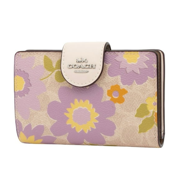 Coach Women's Medium Corner Zip Wallet in Signature Canvas with Floral Print (Multi)
