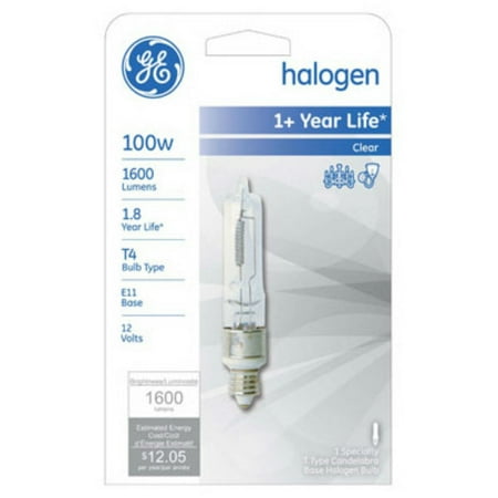 

1pc-GE Lighting-GE Lighting 19383 Mini Candelabra Base T4 Quartz Halogen Bulb Clear 100W