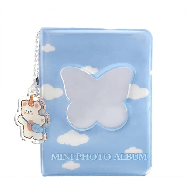 3" Kpop Photo Card Holder 3" Mini Photo Album Butterfly Love Heart Hollow 40 Pockets Name Card Book Photo Fans Album with Pendant