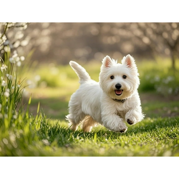 West Highland White Terrier Diamond Art 5D Diamond Painting DIY Kits Full Round Drill Crystal by Number Stitch Handmade Arts and Crafts for Living Room Home Wall Decor 12x16 inch / 30x40cm