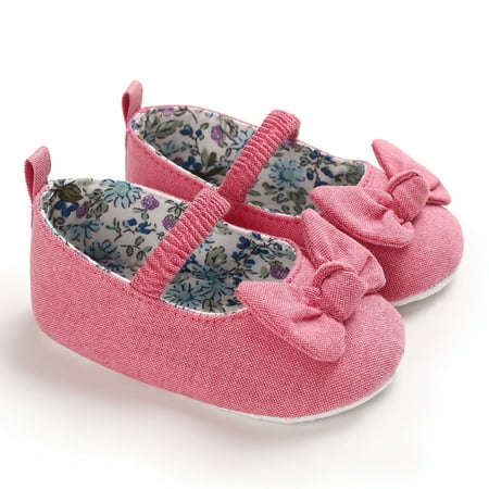 

WenaZao Baby Girls Bowknot Princess Shoes Soft Sole Anti-Slip Mary Jane Flats
