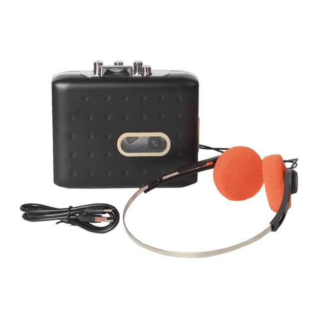 funtasica Lecteur de Cassettes Compact Robuste avec Écouteurs Léger Rétro pour Extérieur Noir