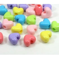 U8MO 100 Mixed Color Acrylic Heart Pony Beads 12X10mm Jewelry Making Kids Craft