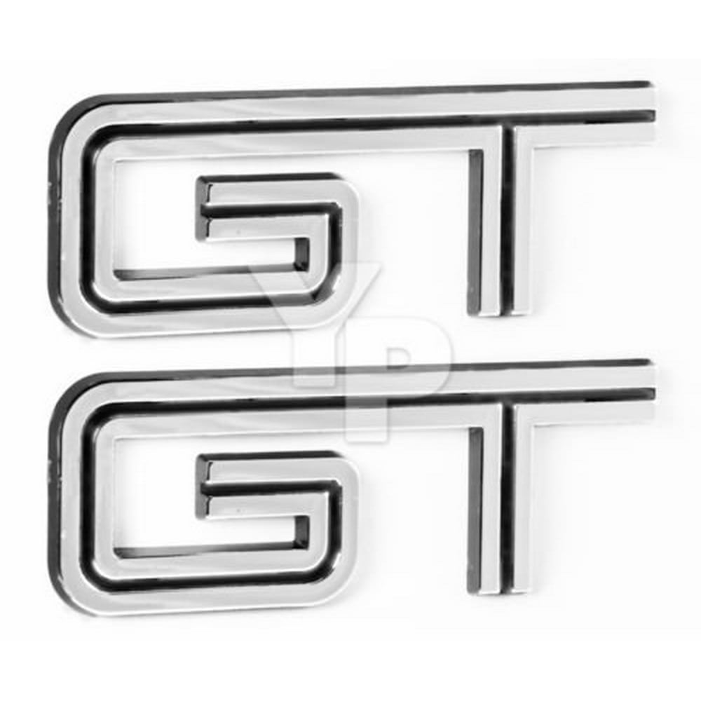 20052010 Ford Mustang GT Black & Chrome Emblems 4.5" Long Pair, Same