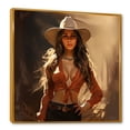 thumbnail image 2 of Designart "Chic Spirit of a Wild West Cowgirl IV" People Framed Wall Art - International Yellow Cowgirls Entryway Framed Wall Art, 2 of 6