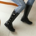 thumbnail image 5 of Leozcaa Womens Mid Calf Boots Round Toe Chunky Heel Boots Cute Bows Lace Up Middle Long Student Boots, 5 of 8