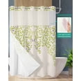 thumbnail image 2 of No Hook Shower Curtain with Snap in Liner, Watercolor Summer Blue Vine Leaves Burlap Texture Hotel Shower Curtains for Bathroom, Washable Shower Curtain Liner Set with Mesh Top Window, 72"x72", 2 of 6