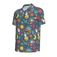 thumbnail image 2 of Balery Cartoon Space Printed Men’s Short Sleeve Polo Shirt, Midweight Men's Shirt,Golf Polo shirts -X-Large, 2 of 9