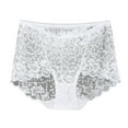 thumbnail image 2 of YWDJ Womens Lace Panties Breathable Lightweight High Waist No Show Solid Color High Waisted Mesh Breathable and Sexy Lace Hollow Underwear Panties White 2XL, 2 of 3