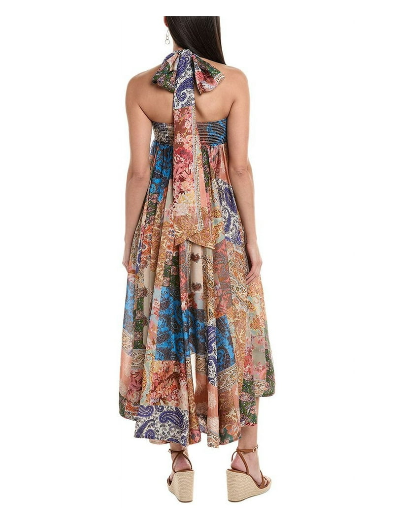 Zimmermann womens Devi Halter Silk Maxi Dress, 0, Blue