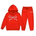 thumbnail image 4 of Byoo Big Girls Outfits Bow Print Hooded Sweatshirt Sweatpants Children's Hoodie Set, 4 of 4