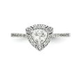 thumbnail image 4 of Solid 14K White Gold Diamond Trillion Diamond Side-Stones with CZ Cubic Zirconia Center Stone Halo Engagement Ring Size 5, 4 of 8