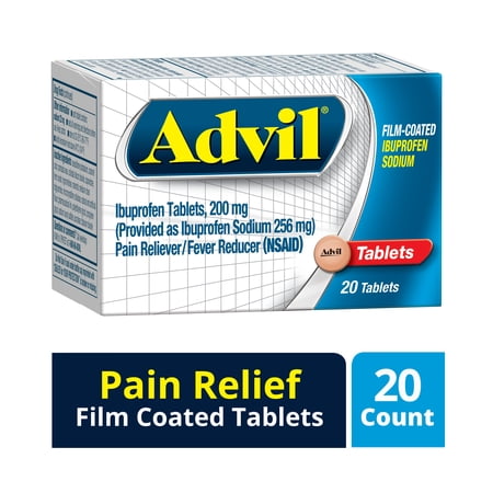 (2 pack) (2 pack) Advil Film Coated Tablets Pain Reliever and Fever Reducer, Ibuprofen 200mg, 20 Count, Fast-Acting Formula for Headache Relief, Toothache Pain Relief and Arthritis Pain Relief