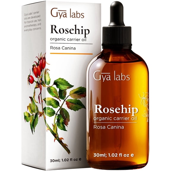 Gya Labs Rosehip Carrier Oil (Organic) (30ml) Therapeutic Sensitivity Oil for Skin Body