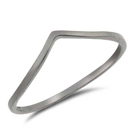 Silver Stackable Bling Ring - CHOOSE YOUR COLOR Black-Tone Thin Stackable Pointed Ring New .925 Sterling Silver Band