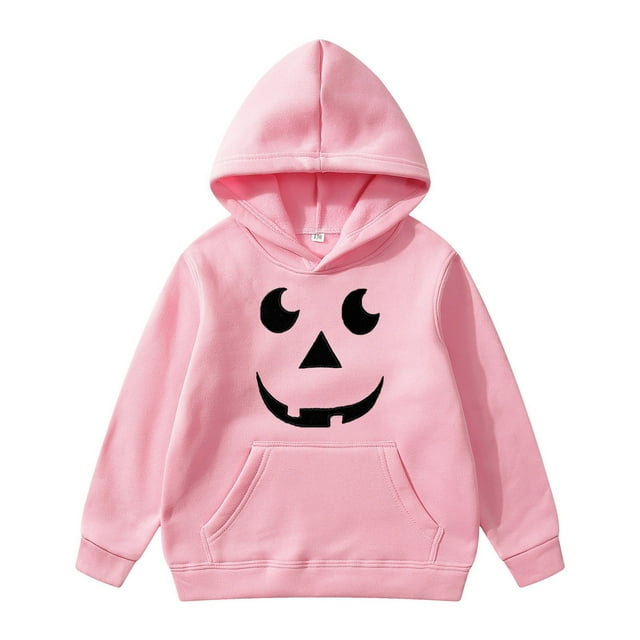 Aocisk Chandail à Capuchon à Enfiler pour Garçons avec Imprimé d'Halloween, Veste Douce, Tenue Décontractée Confortable pour Enfants, Rose, 13-14 Ans