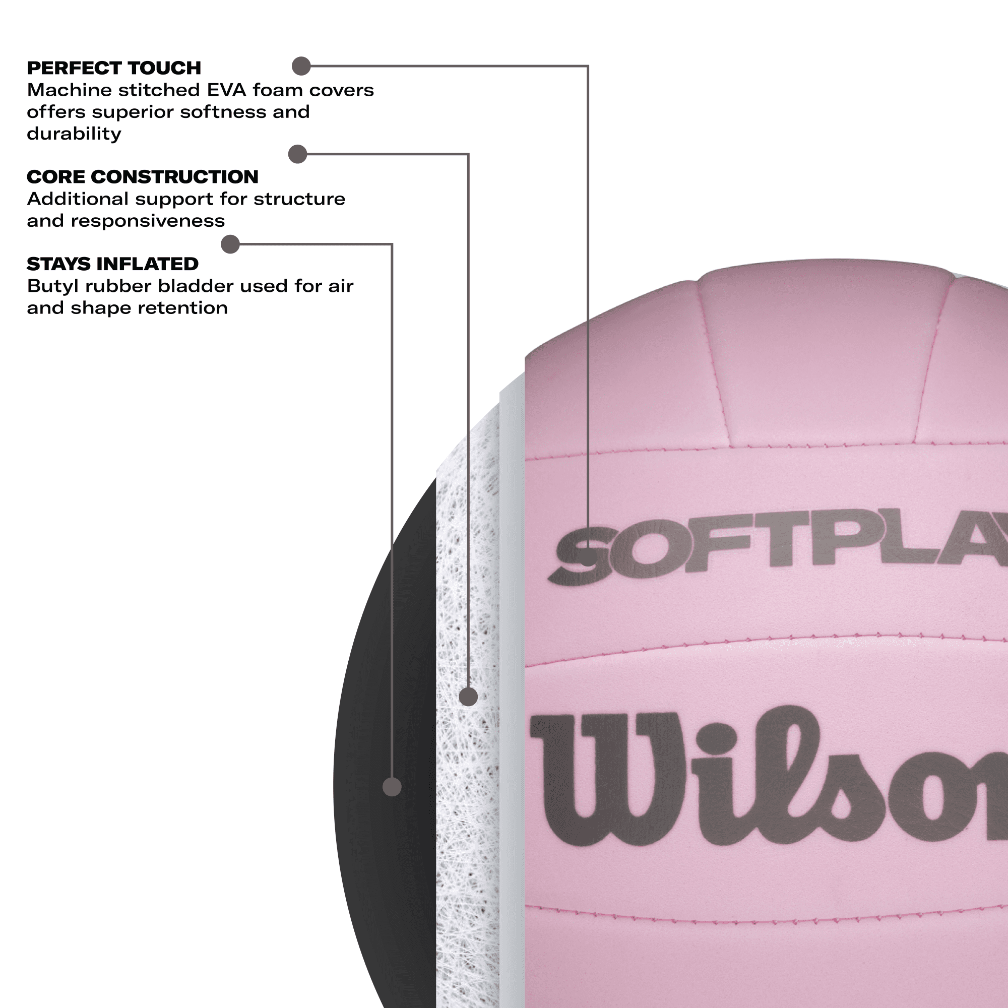 (4 pack) Wilson Softplay Recreational Volleyball - Pink, Official Size