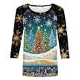 thumbnail image 4 of Fashion Fall Saving LiMoi Women's 3/4 Sleeve Round Neck T-Shirt for Festive Times featuring a Lovely Tree Design Tees Tshirts Tops Blouse My Items, 4 of 5