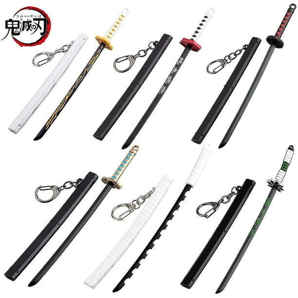Caraele (tanjiro) démon tueur épée porte-clés Mini jouet Katana avec  fourreau métal samouraï épées Statue, le meilleur cadeau 