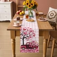 thumbnail image 2 of Valentine's Day Table Runner - 90 Inch Long Romantic Love Tree Truck Roses Pink Plaid Cotton and Linen Blended Dress Scarves Farmhouse Table Runner for Kitchen Dining, Coffee Table, 13" x 90", 2 of 8